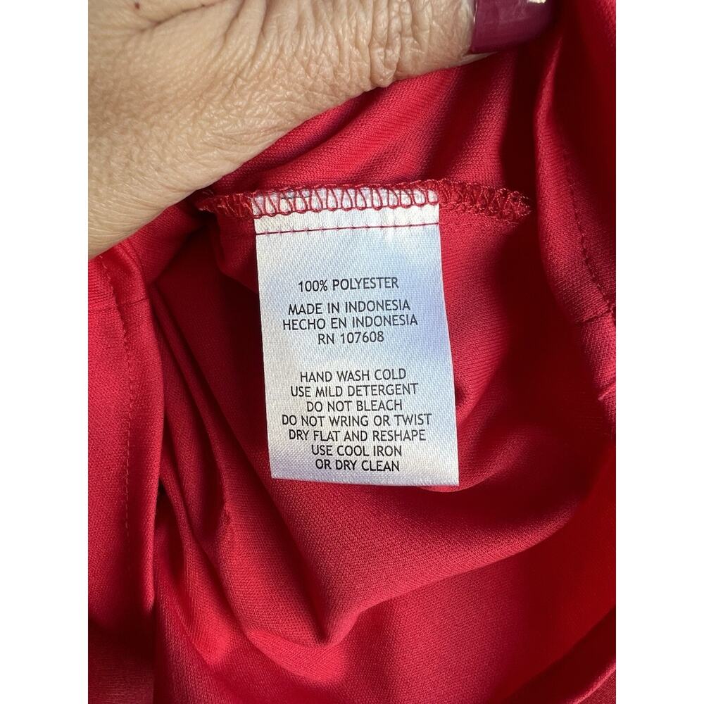 Vtg 90s Another Thyme Womens Top Size S Red Satin V Neck Sexy Cocktail Blouse - Picture 4 of 6